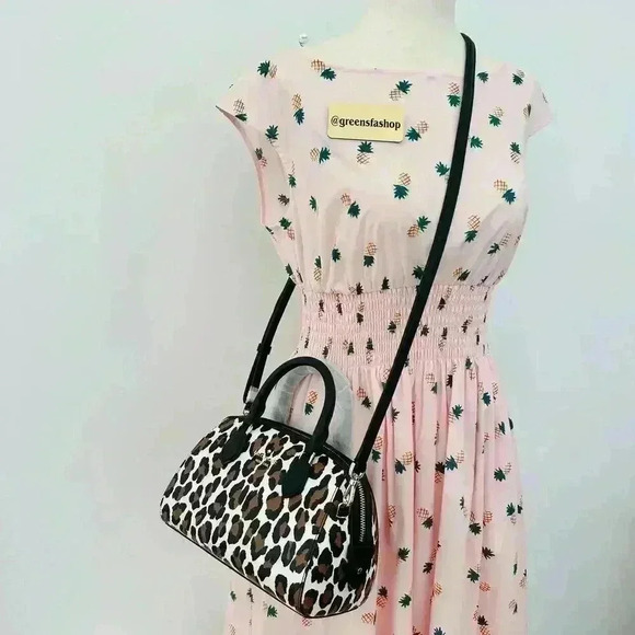 Kate Spade Purse Madison Spotted Leopard Duffle Crossbody Bag - Picture 11 of 11